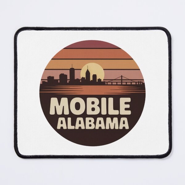 Item preview, Mobile Alabama: Vintage Sunset Skyline Badge designed and sold by CircinusStore.