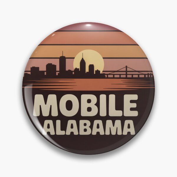 Item preview, Mobile Alabama: Vintage Sunset Skyline Badge designed and sold by CircinusStore.