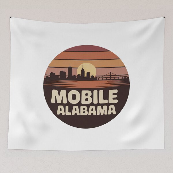 Item preview, Mobile Alabama: Vintage Sunset Skyline Badge designed and sold by CircinusStore.