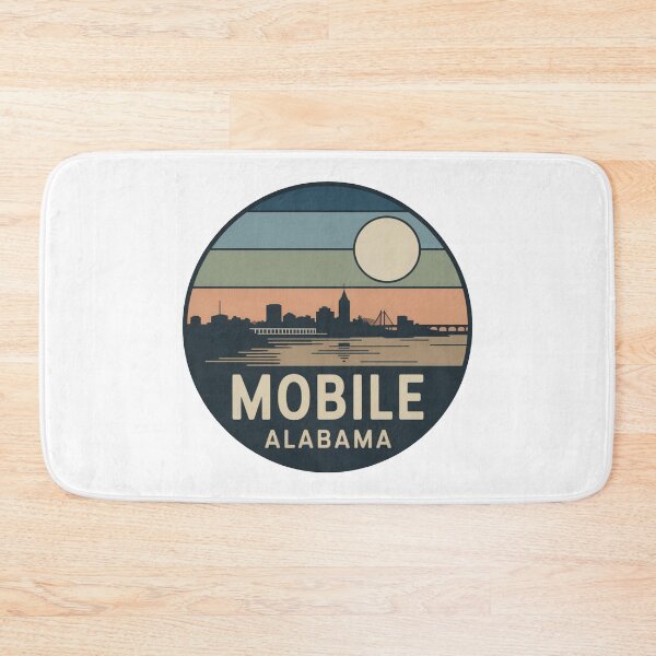 Item preview, Mobile Alabama: Vintage Waterfront Skyline Badge designed and sold by CircinusStore.