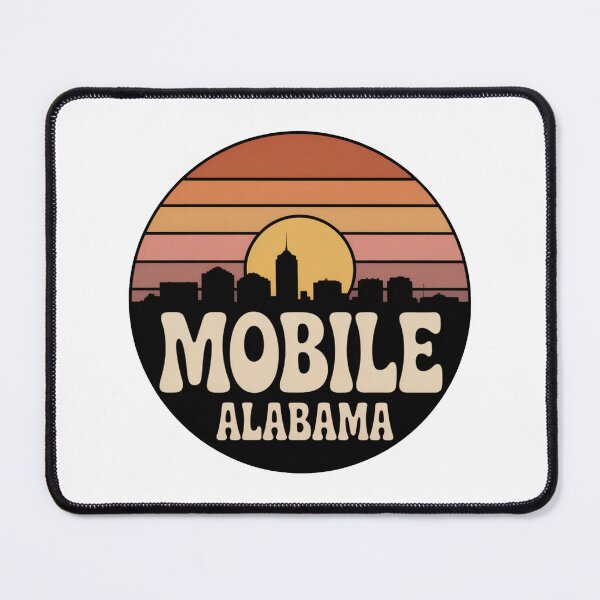 Item preview, Mobile Alabama: Retro Sunset Skyline Circle designed and sold by CircinusStore.