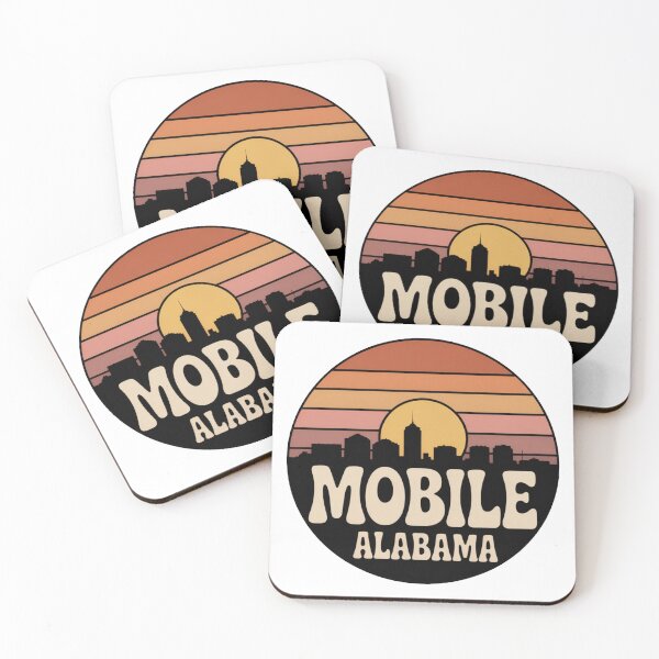 Item preview, Mobile Alabama: Retro Sunset Skyline Circle designed and sold by CircinusStore.