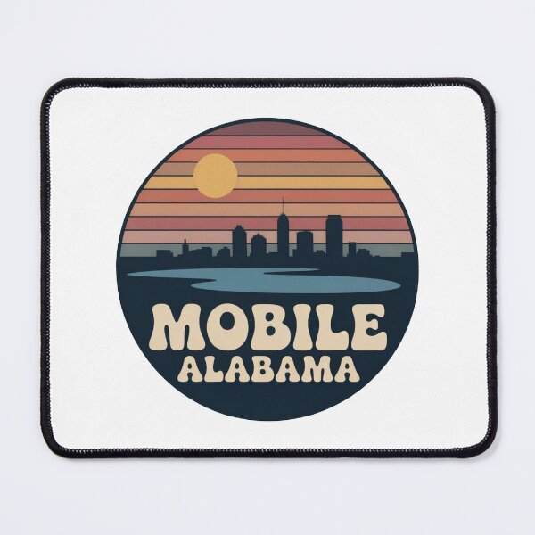 Item preview, Mobile Alabama: Retro Sunset Waterfront Badge designed and sold by CircinusStore.