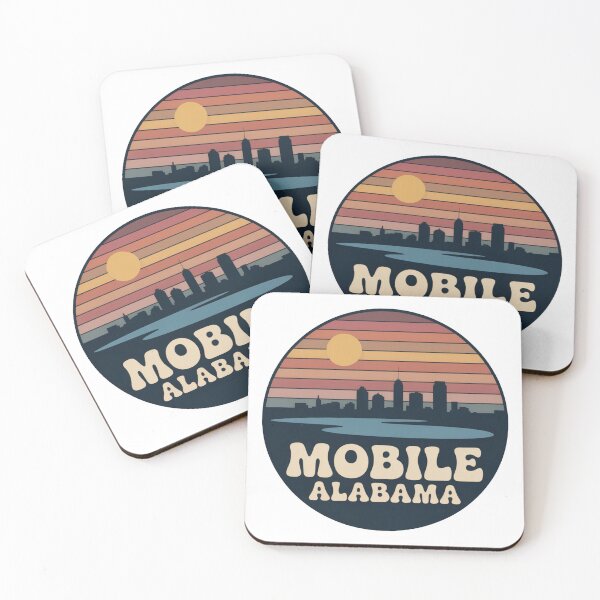 Item preview, Mobile Alabama: Retro Sunset Waterfront Badge designed and sold by CircinusStore.