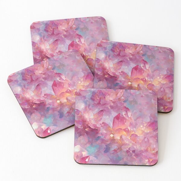 Item preview, Pink Crystal Formation Glowing Seamless Pattern designed and sold by Nyx Creates.
