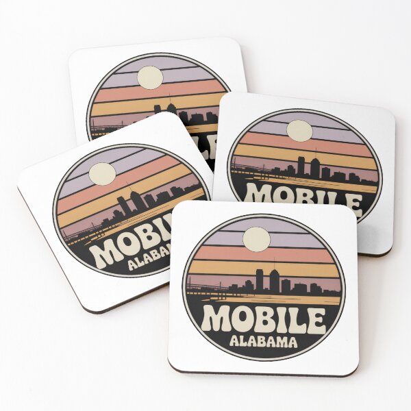 Item preview, Mobile Alabama: Vibrant Retro Skyline Badge designed and sold by CircinusStore.