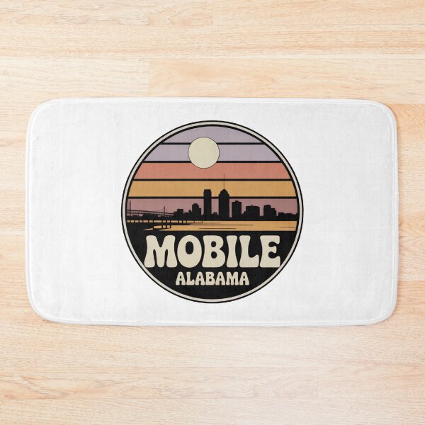 Item preview, Mobile Alabama: Vibrant Retro Skyline Badge designed and sold by CircinusStore.
