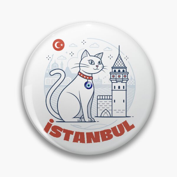 Item preview, Istanbul Cat & Galata Tower - Turkish Evil Eye Nazar Illustration  designed and sold by asliberry.