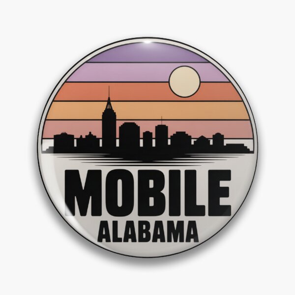 Item preview, Mobile Alabama: Retro Sunset Circle Skyline designed and sold by CircinusStore.