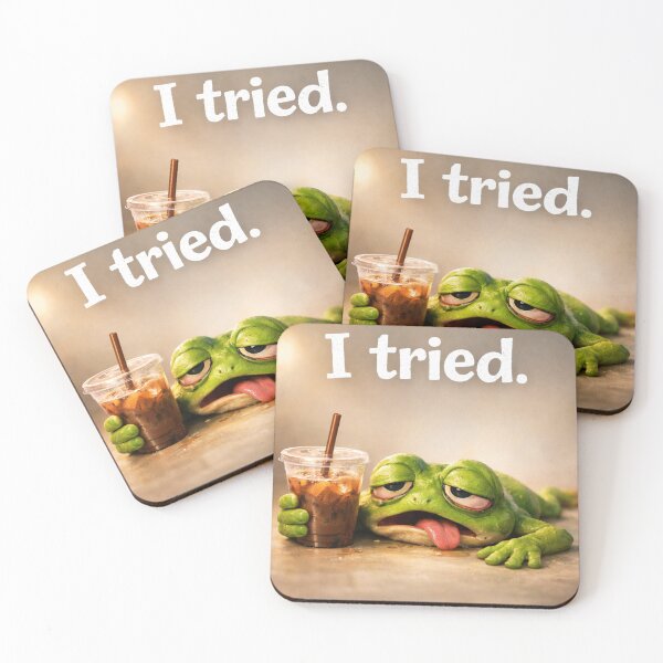 Item preview, Exhausted Frog with Iced Coffee – Available on Multiple Products designed and sold by Bittor18.
