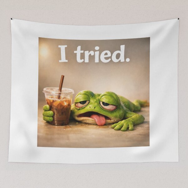 Item preview, Exhausted Frog with Iced Coffee – Available on Multiple Products designed and sold by Bittor18.