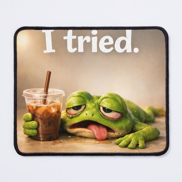 Item preview, Exhausted Frog with Iced Coffee – Available on Multiple Products designed and sold by Bittor18.