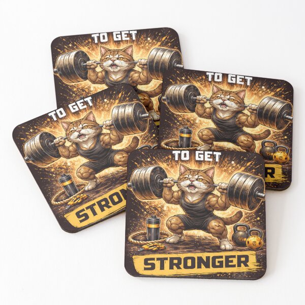 Item preview, Funny Gym Cat Sticker – Motivational Workout Cat, “It’s Time to Get Stronger”, Cute Fitness Cat Meme designed and sold by sumodesign.