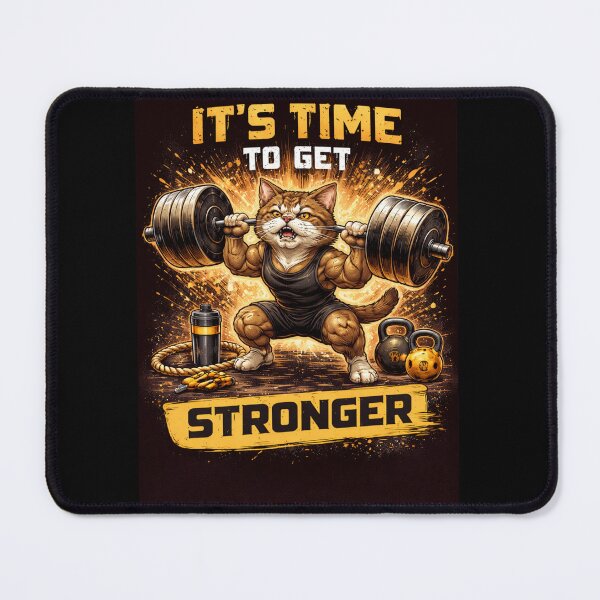 Item preview, Funny Gym Cat Sticker – Motivational Workout Cat, “It’s Time to Get Stronger”, Cute Fitness Cat Meme designed and sold by sumodesign.