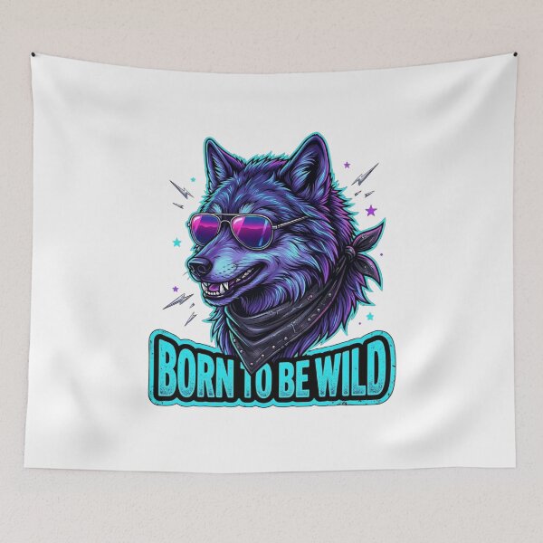 Item preview, Born to be Wild Wolf Biker - Neon Street Art - Birthday Gift for Dad, Mom, or Friend designed and sold by Hinata04.
