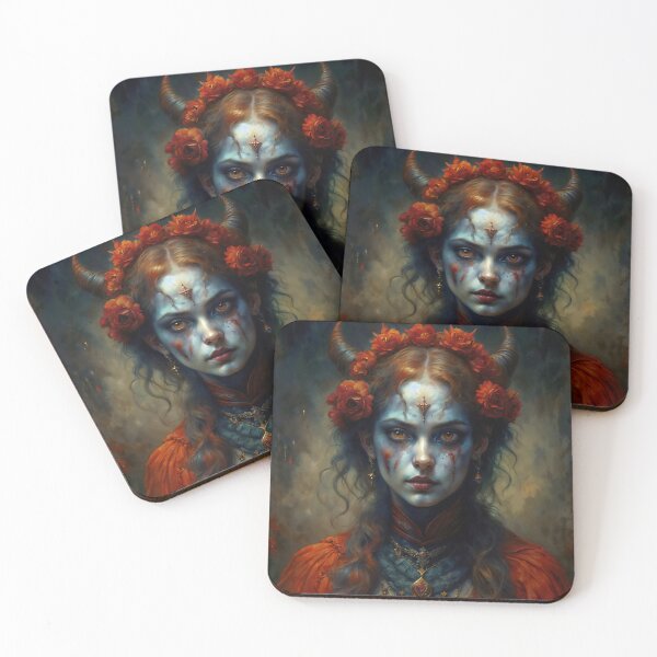 Item preview, Young Demoness Portrait with Horns and Roses designed and sold by DarkHolyQueen.