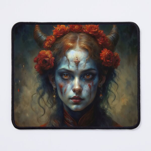 Item preview, Young Demoness Portrait with Horns and Roses designed and sold by DarkHolyQueen.