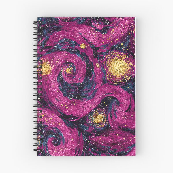 Item preview, Pink Van Gogh Starry Night Faux Gold Glitter Seamless Pattern designed and sold by Nyx Creates.