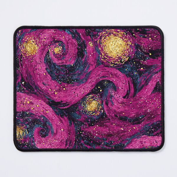 Item preview, Pink Van Gogh Starry Night Faux Gold Glitter Seamless Pattern designed and sold by Nyx Creates.