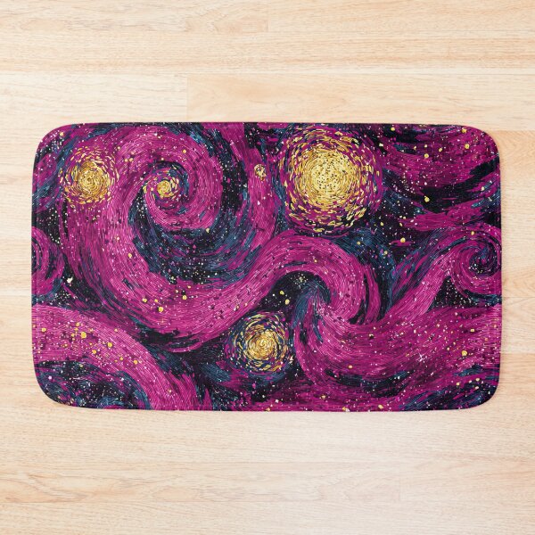 Item preview, Pink Van Gogh Starry Night Faux Gold Glitter Seamless Pattern designed and sold by Nyx Creates.