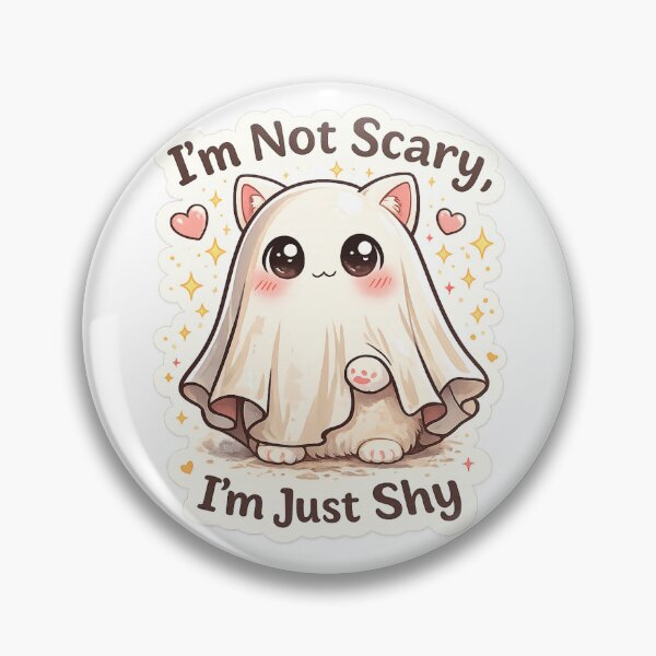 Item preview, Cute Ghost Cat Sticker – “I’m Not Scary I’m Just Shy”, Kawaii Halloween Cat Design designed and sold by sumodesign.