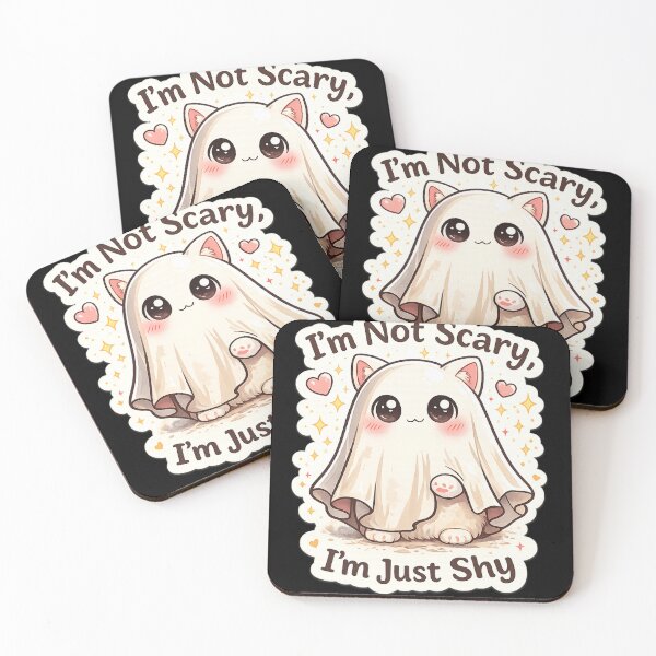 Item preview, Cute Ghost Cat Sticker – “I’m Not Scary I’m Just Shy”, Kawaii Halloween Cat Design designed and sold by sumodesign.
