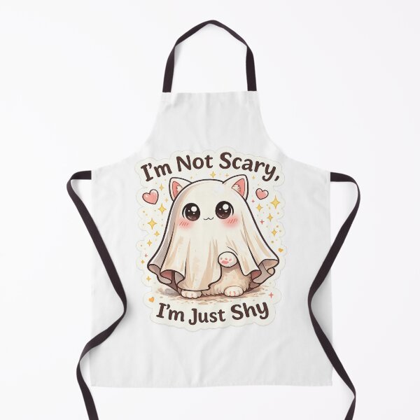 Item preview, Cute Ghost Cat Sticker – “I’m Not Scary I’m Just Shy”, Kawaii Halloween Cat Design designed and sold by sumodesign.