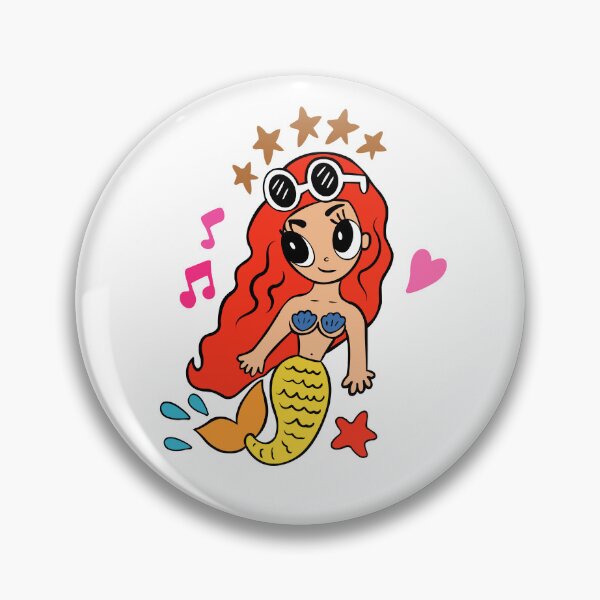 Item preview, Cute Mermaid with Sunglasses – Kawaii Summer Ocean Girl Illustration designed and sold by lilastonart.