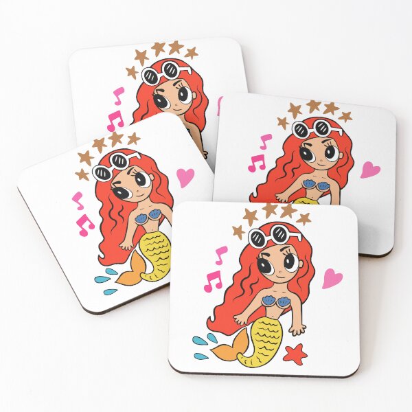 Item preview, Cute Mermaid with Sunglasses – Kawaii Summer Ocean Girl Illustration designed and sold by lilastonart.