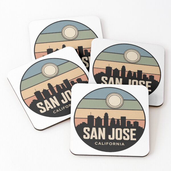 Item preview, San Jose California: Retro Multicolor Skyline Badge designed and sold by CircinusStore.