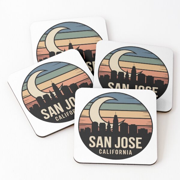Item preview, San Jose California: Retro Moonrise Skyline Badge designed and sold by CircinusStore.