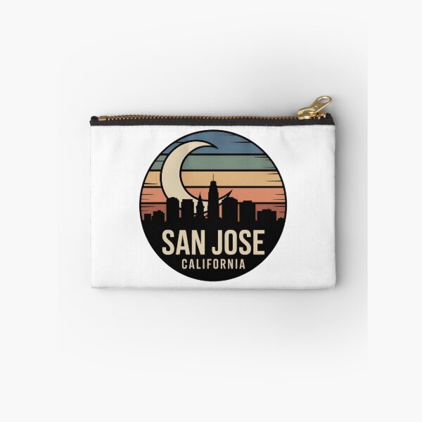 Item preview, San Jose California: Retro Moonrise Skyline Badge designed and sold by CircinusStore.
