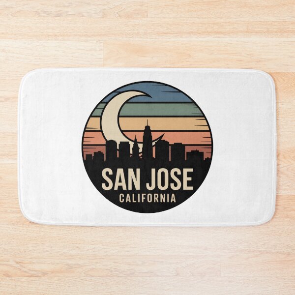 Item preview, San Jose California: Retro Moonrise Skyline Badge designed and sold by CircinusStore.