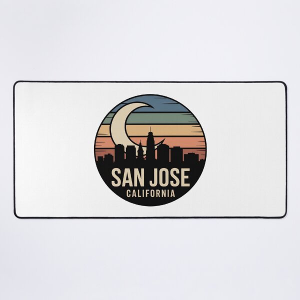 Item preview, San Jose California: Retro Moonrise Skyline Badge designed and sold by CircinusStore.