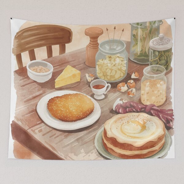 Item preview, The Old Kitchen Table — Vintage Cooking Still Life Print designed and sold by VintageTips.