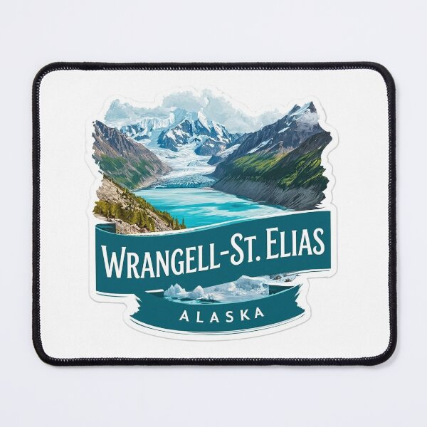 Artikelvorschau, Wrangell-St. Elias Alaska Glacier Mountains Nationalpark Wildnisaufkleber entworfen und verkauft von Blurbean.