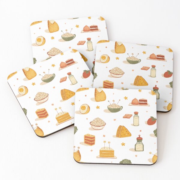 Item preview, Kitchen Wisdom Pattern — Retro Food Icons on White designed and sold by VintageTips.