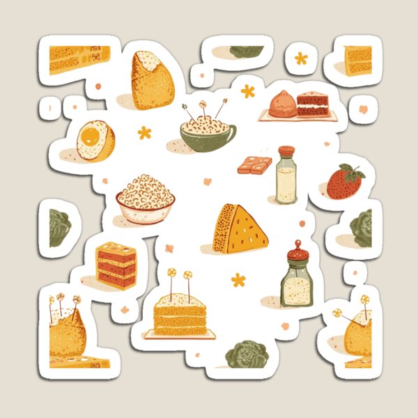 Item preview, Kitchen Wisdom Pattern — Retro Food Icons on White designed and sold by VintageTips.