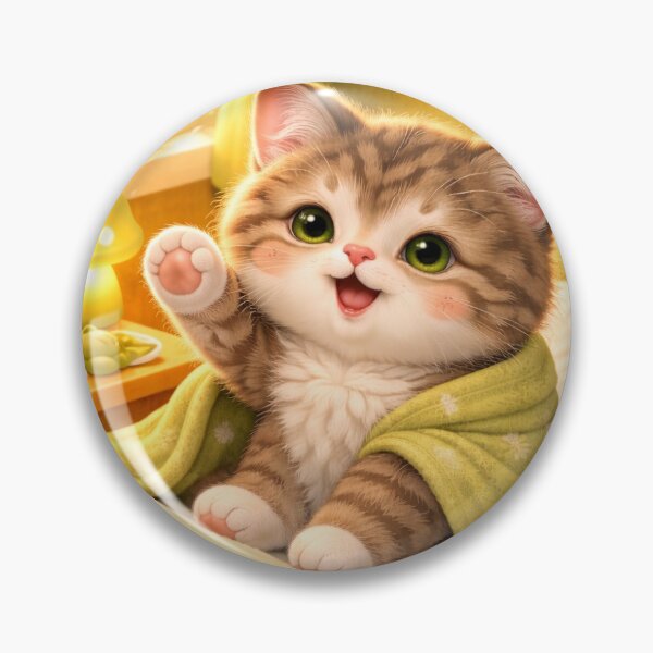 Item preview, Fully Charged Happy Kitten – Cozy Green Bedroom Art designed and sold by LovelyCatGalaxy.