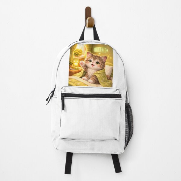 Item preview, Fully Charged Happy Kitten – Cozy Green Bedroom Art designed and sold by LovelyCatGalaxy.