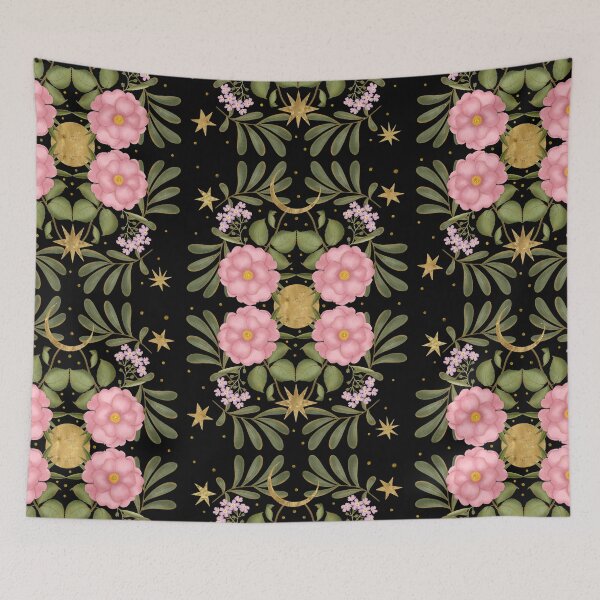 Item preview, Ethereal Wings: Pink Moth & Narcissus designed and sold by Grin Katalina Floral Patterns & Cozy Art.