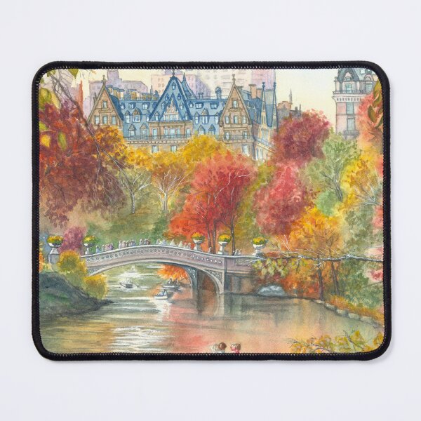 Item preview, Original Central Park Watercolor Painting - "Autumn at Bow Bridge" designed and sold by Katherine Miller Art.