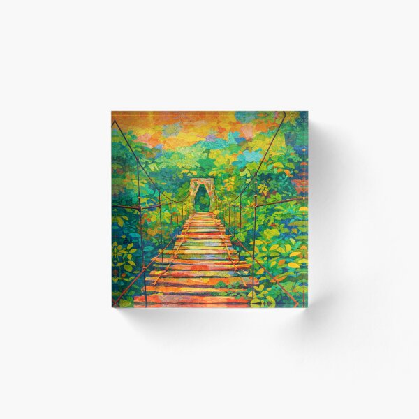 Artikelvorschau, Mystische Pfade, Hängebrücke in den Regenwald, Digitale Mixed-Media-Collage entworfen und verkauft von SWSandraWechner.