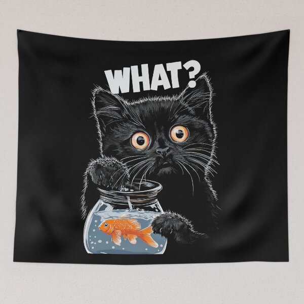 Item preview, Funny Black Cat and Goldfish designed and sold by PetsArt.