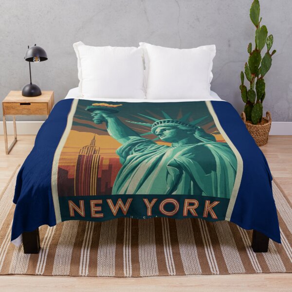 Item preview, New York Vintage Travel Poster - Statue of Liberty Art Deco Print designed and sold by BestVarieties.
