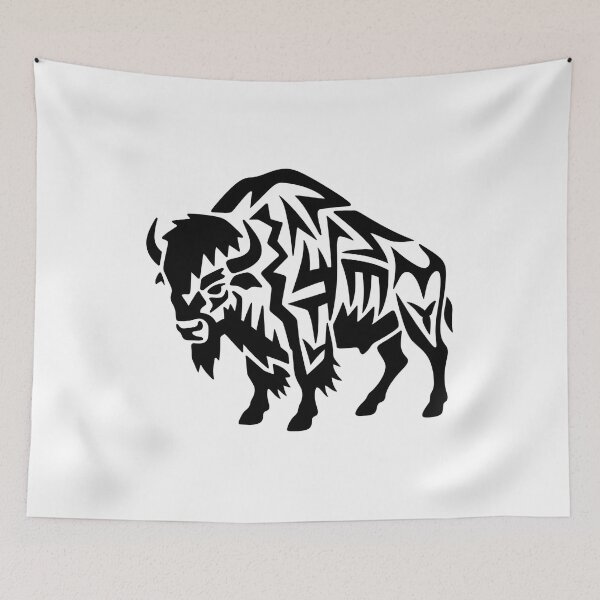 Item preview, Geometric Bison Silhouette – Abstract Tribal Buffalo Line Art designed and sold by ArcticFoxStudio.