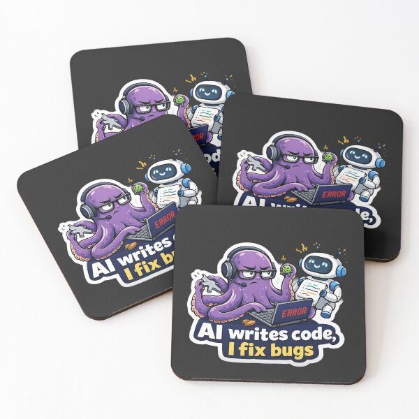 Item preview, Funny Octopus Programmer Sticker – AI Writes Code I Fix Bugs, Coding Humor Developer Meme designed and sold by NUVYStudio.