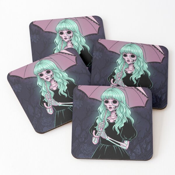 Item preview, Cute Pastel Skeleton Girl with Gothic Umbrella designed and sold by HeyHas.