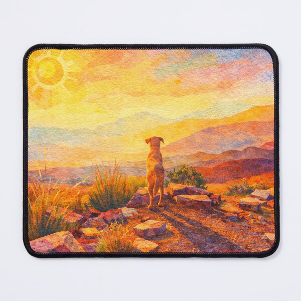 Item preview, Golden Sunset Labrador Landscape, Mixed Media Digital Collage designed and sold by SWSandraWechner.