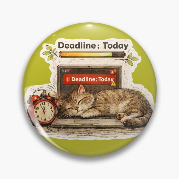 Item preview, Lazy Cat Deadline Sticker – Funny Procrastination Work Humor Art designed and sold by Felixuss.